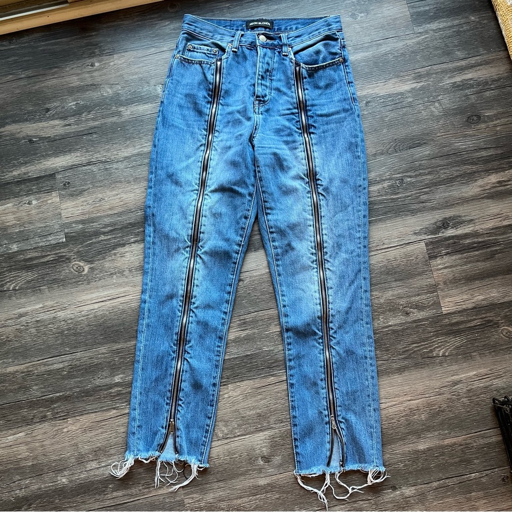 Neon Blonde Zipper Jeans